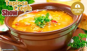 Frio e sopa, combinação perfeita! Buffet de caldos e sopas com acompanhamentos na Tapioca e CrepeShow em anexo ao Giassi Santa Bárbara válido de segunda a sábado