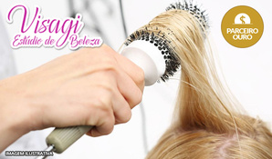 Hidratação com escova simples e corte na Visagi Estúdio de Beleza no centro de Criciúma