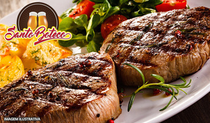 Jantar especial completo! Sequência de massas, risotos e grelhados com buffet de saladas e uma enorme variedade de sobremesas na Choperia Santo Boteco