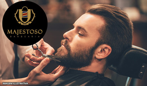 Corte de cabelo masculino na máquina ou tesoura na Majestoso Barbearia