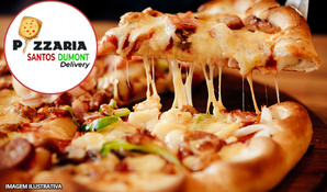 Pizza média de 8 fatias na Pizzaria Santos Dumont, válido de quarta a segunda para retirada