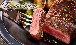 Almoço de domingo garantido! Buffet Livre de carnes, massas, risotos, acompanhamentos, frios, saladas e sobremesas no Restaurante Família Rosso