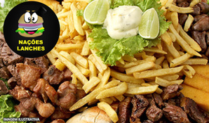Tábua para 3 pessoas no Nações Lanches, válido de segunda a segunda para consumo no local, retirada ou tele-entrega*