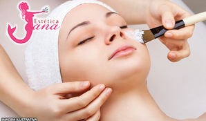 Limpeza de pele profunda com extração de cravos e espinhas + cauterização e hidratação facial + máscara rejuvenescedora + drenagem e massagem facial + peeling de brasão + luz de alta frequência