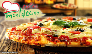 Irresistível! Delicioso rodízio de pizzas salgadas e doces, buffet livre de massas, saladas e sobremesas na Cantina Montalccino em Içara, válido de terça a quinta