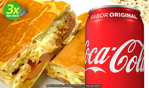 GULOSÃO DOG: combo hot-dog médio prensado de 15cm com vários ingredientes + coca-cola lata 350ml, anexo ao Giassi da Santa Bárbara